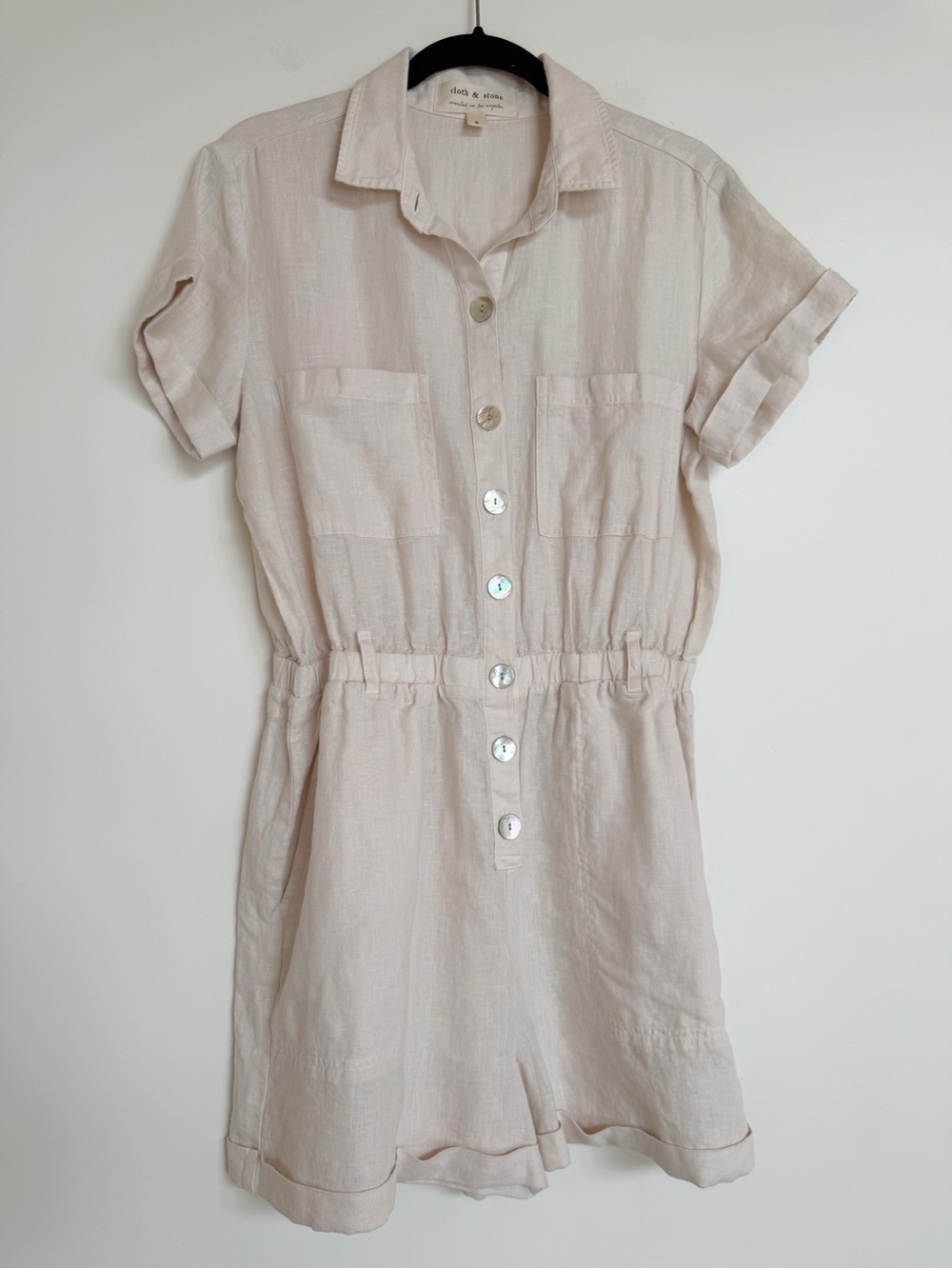 Anthropologie Cloth & Stone 100% Linen Romper Size Small